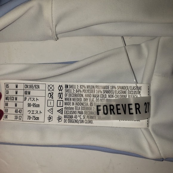 FOREVER 21 Reversible One Shoulder Swim Top Periwinkle Blue / White Size Medium - Picture 7 of 8